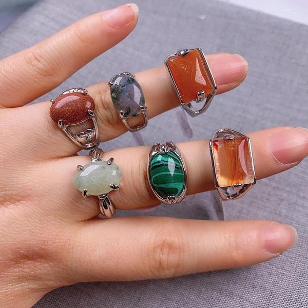 Anillos de racimo mezclado estilo bohemio joyería de piedra semipreciosa natural para mujeres accesorios de anillo de ágata de moda 20 piezas al por mayor