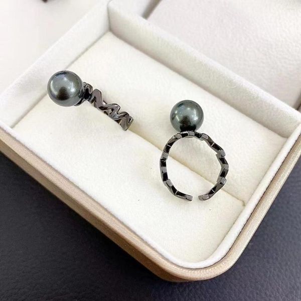 Cluster Rings MJ Pearl Ring Fine Jewelry 925 Sterling Silver Round 10mm Nature Fresh Water Black Pearls For Women Presents