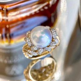 Bagues de cluster MJ2023 Bague de perles fines Bijoux 925 Sterling Argent Eau douce naturelle 10-11mm Peals blancs pour femmes Perles
