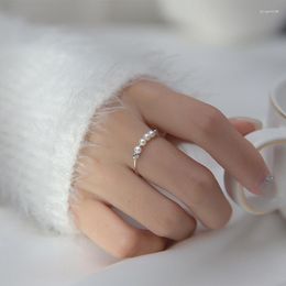 Anillos de racimo MloveAcc Original 925 Plata de ley para mujer boda apilable redondo bola de perlas con cuentas dedo femenino auténtico