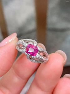 Clusterringen mm roze saffierring echt puur 18k natuurlijke Padparadscha edelstenen 1.09ct diamanten steen vrouw