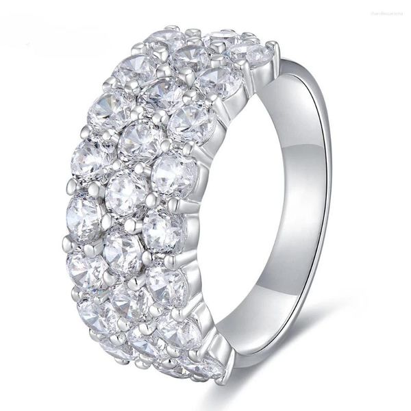 Anillos de racimo Modelos de lujo Sólido 925 Plata esterlina HighCarbon Diamante Piedra preciosa Compromiso de boda Anillo de joyería fina para mujeres al por mayor