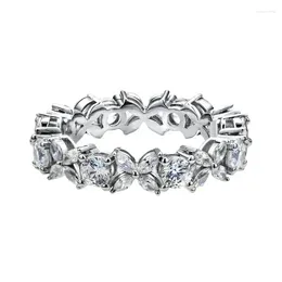 Cluster Rings Models S925 Sterling Silver Full Diamond Row Ring With Lace Female Niche Design Personalized Versatile