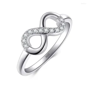 Bagues de cluster Modian 2024 Mode Mobius Design Bijoux Solide 925 Bague en argent sterling avec zircone cubique claire Mariage classique Femme