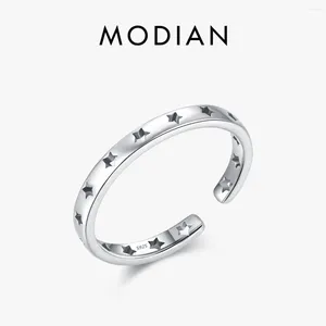 Cluster Ringen MODIAN 925 Sterling Zilver Vintage Holle Sterren Opening Vinger Klassieke Retro Verstelbare Ring Voor Vrouwen Fijne Sieraden Geschenken