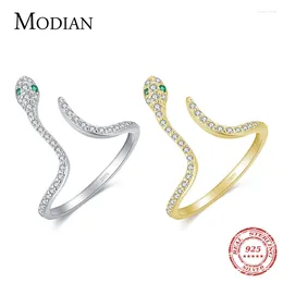 Bagues de cluster Modian Bague de serpent réglable 925 Sterling Silver Trendy Clear CZ Dazzling Open Taille Femme Doigt pour les femmes Bijoux de fête