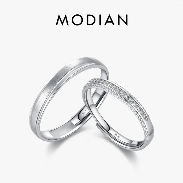 Anillos de clúster Modian Real 925 STERLING SILE TAMAÑO DE APERTURA DE CARPULACIÓN Anillo de la banda de compromiso Scrub Joyería de boda para mujeres para mujeres