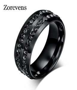 Clusterringen Modyle Hoogwaardige mannelijke punk Vintage Black roestvrijstalen sieraden Twee rijen CZ Stone Trouwring voor man Woman8070992