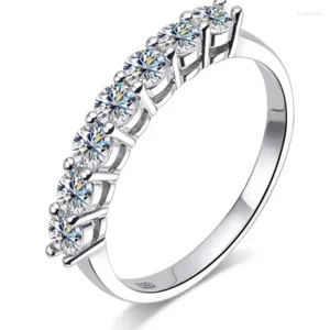 Bagues de cluster Moissanite 3mm D Couleur Diamant S925 Sterling Sliver Mariage Engagement Eternity Band Femmes Luxe Bijoux Cadeau