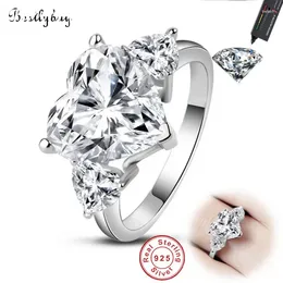 Cluster Anneaux Moisanite peut passer le test 925 STERLING Silver Big Heart Ring Wedding For Couples Bridal Bijoux en gros