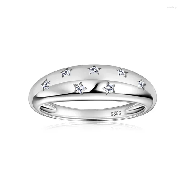 Cluster Anneaux Moisanite Engagement Diamond 1,5 mm Real 925 Sterling Silver Star Wedding Valentin pour la Saint-Valentin pour femme
