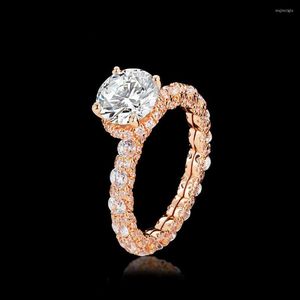Cluster ringen Moissanite Jewelry Diamond 2CT S925 Silver Rhodium Peced For Women Engagement Wedding Party Jubileum Kerstcadeau