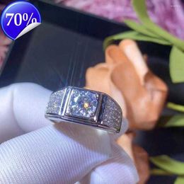 Anillos de racimo MOISSANITE Mens Ring 925 Silventa de diamantes Firecolour de plata D.VVS