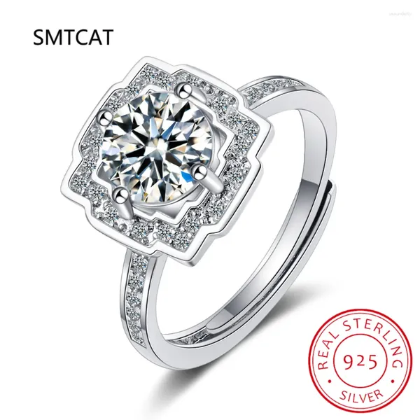 Cluster anneaux Moisanite Ring Engagement pour les femmes Brilliant Round Cut Diamond Sterling Silver proposition Band de mariage ensembles de mariée