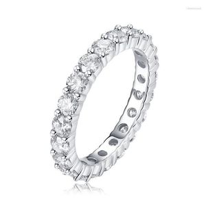 Anillos de racimo Moissanite Anillo de tenis 925 Plata de ley 3 mm Boda de lujo nupcial 18k chapado en oro para mujeres