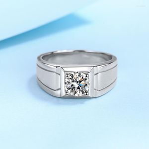 Cluster ringen moissaniet met certificaat wit goud vergulde 925 sterling zilveren ring dcolor draadtekening trouwring voor mannen cadeau