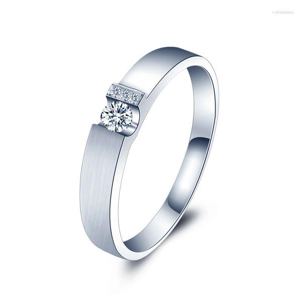 Bagues à grappe Mojue Diamond Ring 18K Gold Customized Platinum Couple simple avec authentique