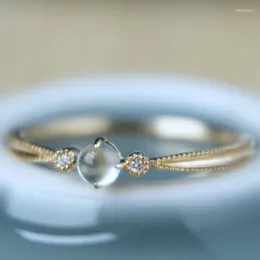 Cluster anneaux Moonlight Ring Clear Opal Zircon Crystal Gemstone Gemstone 18K Gold plaqué Boho Donny Adjustable Gift pour elle