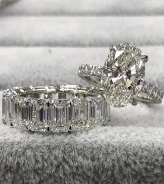 Anillos de clúster luneso real 925 setling silver anillo de bodas ovalado para el compromiso de mujeres banda de lujo de la eternidad joya zircona R5238272676