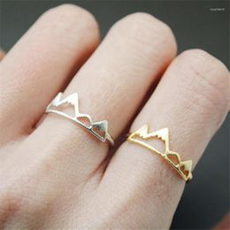 Anillos de racimo Anillo de montaña para él, ella, vino de montaña, regalo para amantes del viajero al aire libre, joyería delicada, banda de apilamiento de acero inoxidable