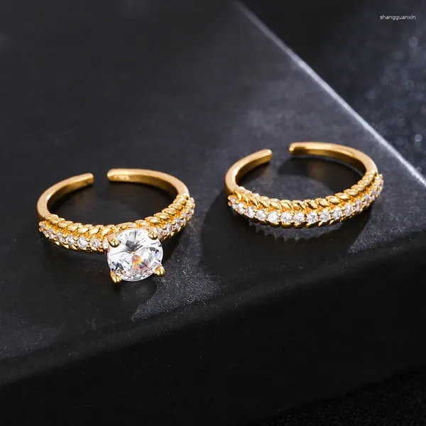 Bagues de cluster MS 2pcs inlaid grade zircon anneau de haute qualité principale et vice conception pour les amis fête d'anniversaire bijoux de mode
