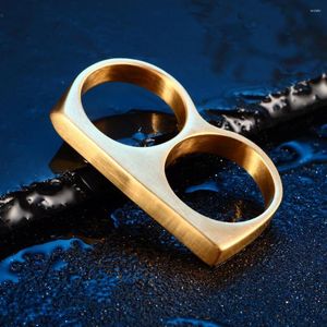 Anillos de racimo MSX Punk Anillo de acero inoxidable de doble dedo Negro chapado en oro Titanio Moda masculina Nudillo para hombres Joyería