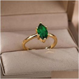 Cluster Ringen Mticolor Diamant Zirkoon Voor Vrouwen Roestvrij Staal Verstelbaar Vergulde Cz Vinger Ring Vrouwelijke Engagement Sieraden Gift Dha6Z