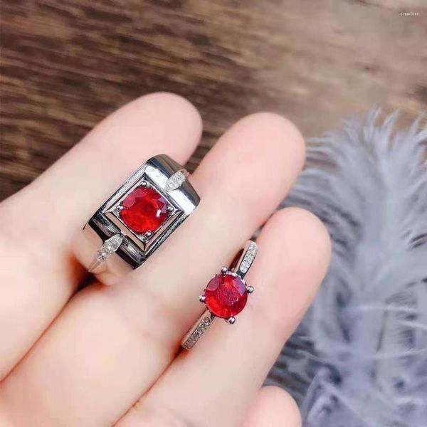 Bagues de cluster Myanmar 925 Silve Natural Ruby Gemstone Ring Lovers Fine Jewelry 3mm