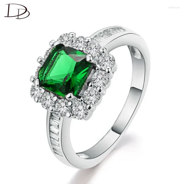 Cluster anneaux mystérieux cristal autrichien vert carré mystérieux pour femmes -Silvery-Jewelry Bright Zircon Bijoux Femme DD188