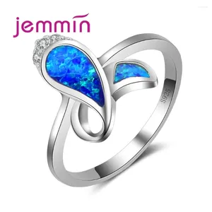 Bagues de cluster mystique forme particulière tordue bleu feu opale anneau vente 925 en argent sterling marque bijoux cadeau de mariage