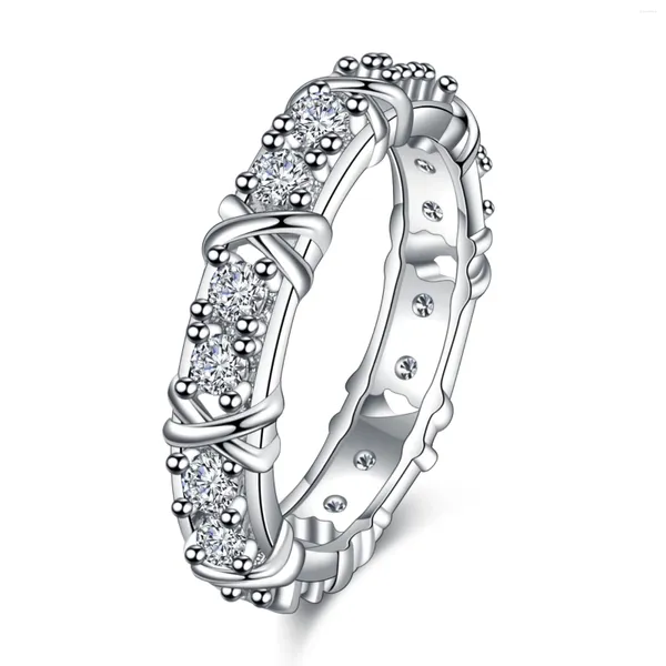 Cluster anneaux Nareyo 925 STERLING CROSS XO RING Platine Imitation plaquée Mosan Diamond Roman