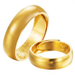 Anneaux de cluster Nareyo Sand Gold Couple Bague Laiton Plaqué avec ouverture pour hommes Surface lisse gravée Lucky et Femme