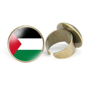 Cluster ringen nationale vlagpatroon retro open ring verstelbare ring palestina Pakistan Saoedi -Arabië Syrië Iran H240504