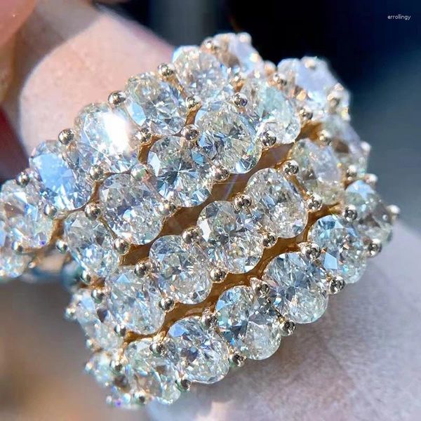 Anillos de racimo Natural 1 Diamante AU750 18k Bandas de boda de oro blanco para mujeres Ajuste de punta Lindo regalo de aniversario romántico