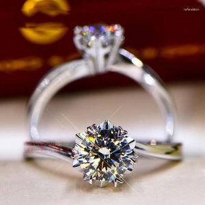 Cluster Ringen Natuurlijke 1 S Moissanite Sieraden Solid S925 Sterling Zilveren Ring Voor Vrouwen 925 Bizuteria Anillos Mujer Edelsteen Doos