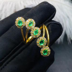 Cluster ringen natuurlijke en echte Colombia Emerald Ring Wree 925 Sterling Silver