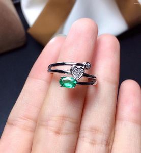 Clusterringen natuurlijke en echte smaragdgroene ring 925 Sterling zilver voor mannen of vrouwen verlovingsgeschenk