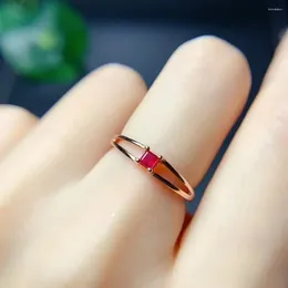 Cluster anneaux Natural et Real Ruby Ring Silver 925 pour charme de luxe Designer Finger Femmes Fine Bijoux