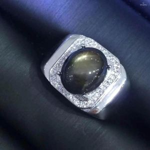 Clusterringen Natuurlijke en echte ster Sapphire Man Ring 925 Sterling Silver Groothandel Fijne sieraden