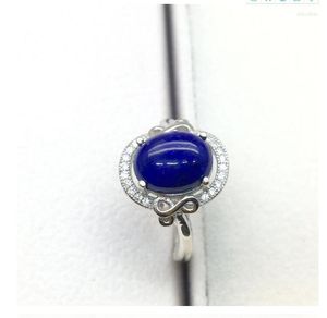 Clusterringen natuurlijke blauwe lapis ring echte topaz 925 sterling zilveren fijne sieraden 8 10 mm