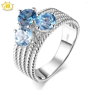 Clusterringen Natural Blue Topaz 925 Sterling Silver Ring 1.85 S echte edelsteen romantische stijl fijne sieraden voor bruiloft