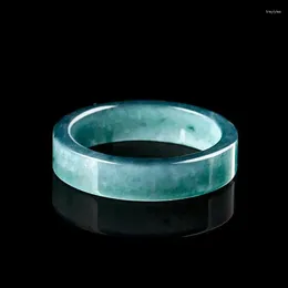 Anillos de racimo Natural Blue Water Jade Men Mujeres Healing Gemstone Joyas finas Myanmar Jadeite High Grado A Birmania Jades