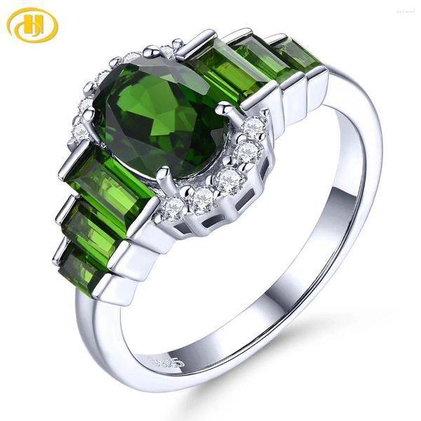 Cluster anneaux Natural Chrome Diopside Sterling Silver 2.2 S Green Green Women Classic Elegant Style Cadeaux