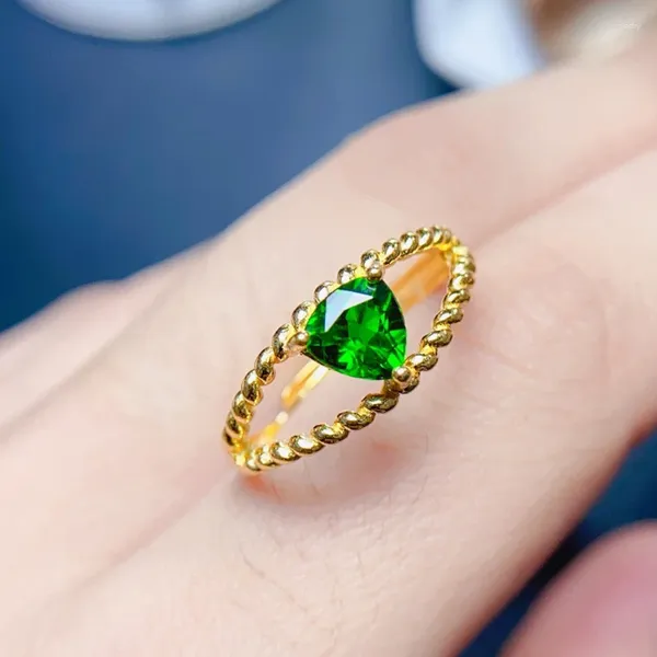 Cluster anneaux Natural Diopside pour les femmes Silver 925 Bijoux Luxury Gem Stones 18K Gold Grate Free Shiping Articles Party Gift