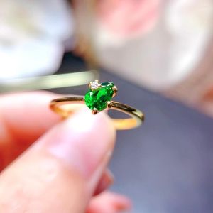 Clusterringen natuurlijke diopside ring 925 zilver gecertificeerd 4x6 mm edelsteen vakantiegeschenk voor meisjes gratis product