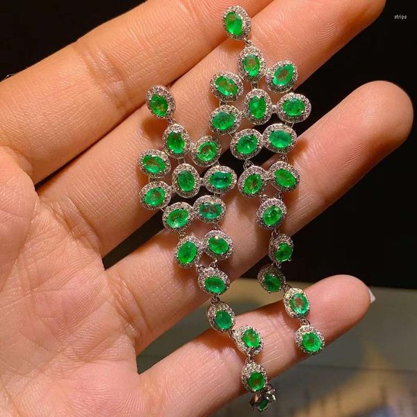 Anillos de clúster Natural Emerald 925 Pendientes de moda de plata Party Jewellry Ventas con venta de liquidación