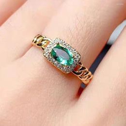 Cluster ringen natuurlijke smaragd ring 925 sterling zilver cadeau voor meisjes vrouwen engagement aanpasbaar