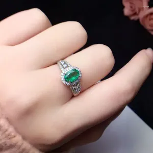 Clusterringen natuurlijke smaragdgroene ring 925 sterling zilver 5 7 mm edelsteen fijne sieraden