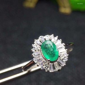 Clusterringen natuurlijke smaragdring 925 Sterling zilver 4 6 mm 0,52ct edelsteen fijne sieraden