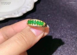 Clusterringen Natuurlijke smaragd Ring Modieuze edelsteenkwaliteit 925 zilver 2x4 mm